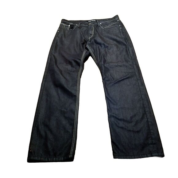 Evisu Jeans Men's Size 36 Black Denim Straight Fit Evisu Genes Unique (36x32)